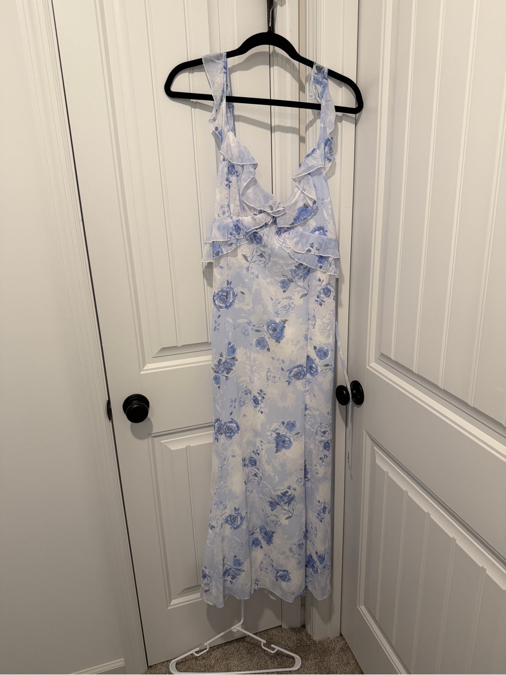 JJs House Blue Floral Ruffle-Trim Chemise